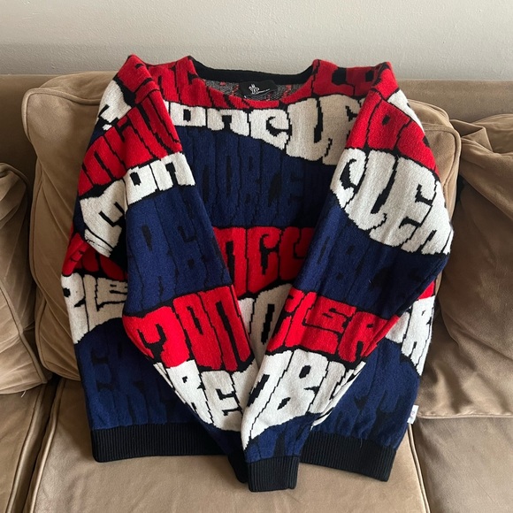 Moncler crewneck Red and Blue Sweater men small - Picture 7 of 7